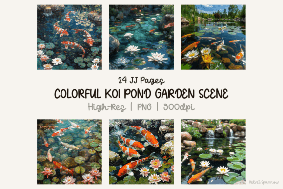 Download Colorful Koi Pond Garden Scene 24 Png - Garden scene Collection
