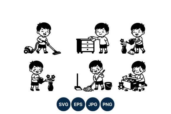 Download Boy Doing Household Chores Vector Art - Chores Collection