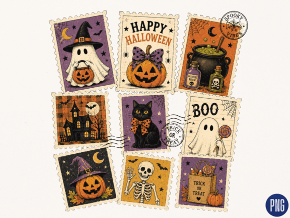 Download Happy Halloween Stamp Collection PNG, Vi - Stamp collection Collection