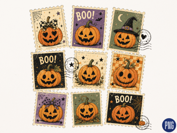 Download Pumpkin Halloween Stamp Collection PNG, - Stamp collection Collection