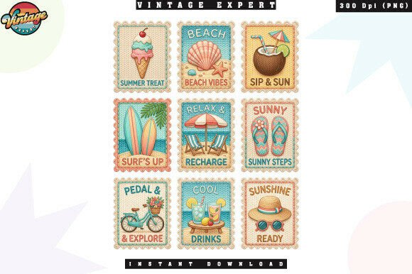 Download Summer Postage Stamp Collection PNG - Stamp collection Collection