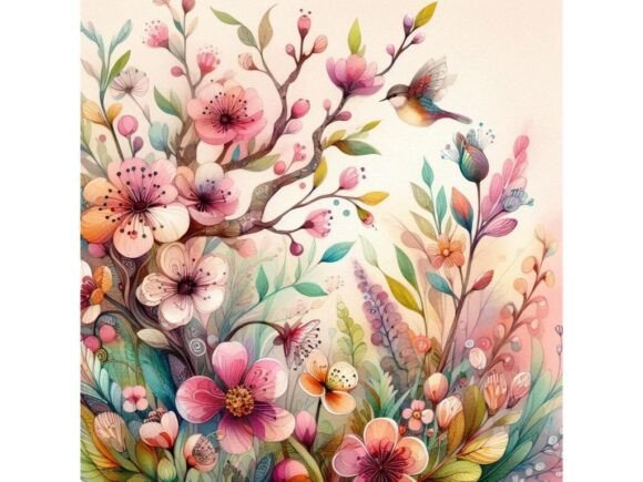 Download 🌸 Abstract Watercolor Garden Scene in L - Garden scene Collection