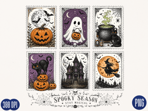 Download Spooky Season Vintage Stamp Collection - Stamp collection Collection