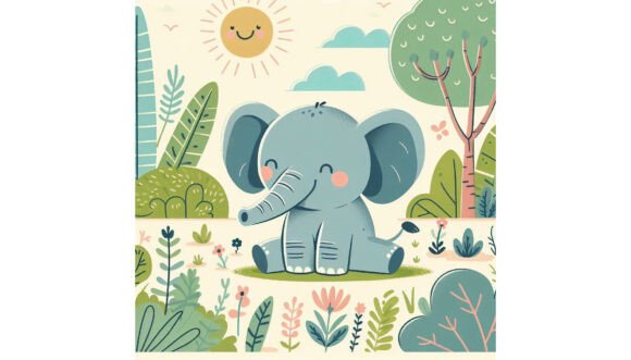 Download Elephant Enjoys Sunny Garden Scene - Garden scene Collection